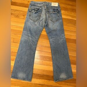 True Religion Billy QT Bootcut Jeans Size 32 Made in USA Medium Wash Logo Pocket
